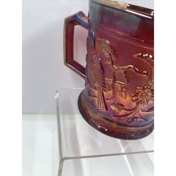 1967  ACGA Carnival Glass Club Souvenir Robin Mug Red MCM - Picture 8 of 14